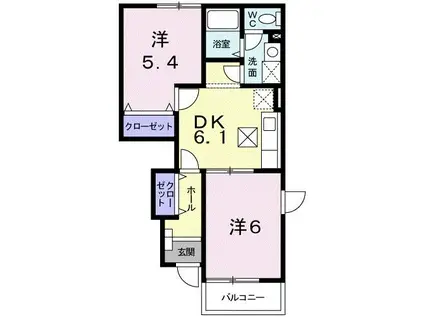 VILLA PRIMROSEI(2DK/1階)の間取り写真