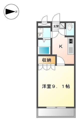 ナチュラリーハイツI(1K/1階)の間取り写真