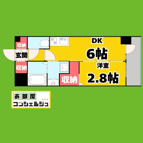 エステムコート名古屋TWIN イースト(1DK/7階)の間取り写真