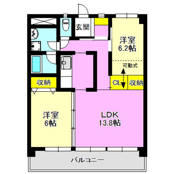 メゾン・ドゥ・フォレ(2LDK/6階)の間取り写真