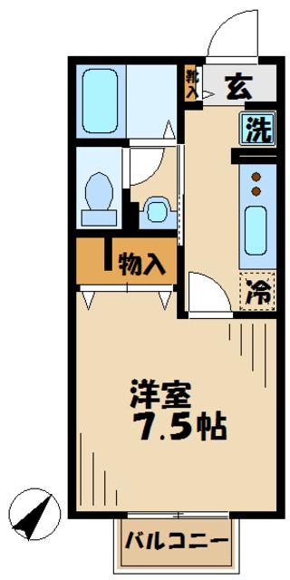 モンターニャ(1K/1階)の間取り写真