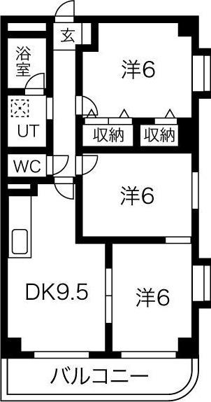 PEACH花の家(3LDK/7階)の間取り写真