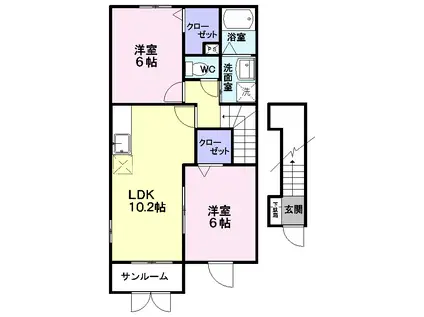 アプローズ(2LDK/2階)の間取り写真