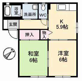レジデンス新涯 B棟(2K/2階)の間取り写真