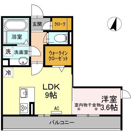 ルーチェ勝川(1LDK/2階)の間取り写真