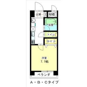 スカイコート天塚(1K/4階)の間取り写真