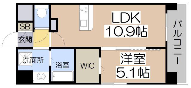 アストラルグラミ阿倍野(1LDK/5階)の間取り写真