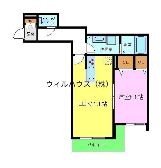 BENEVOLENCE三国ケ丘(1LDK/3階)の間取り写真