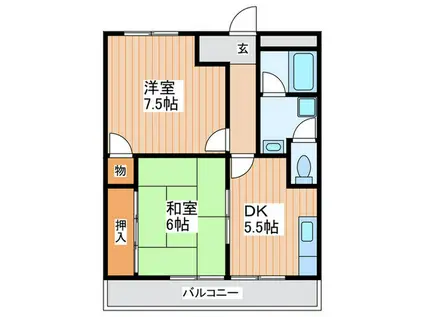 大西マンション(2DK/1階)の間取り写真