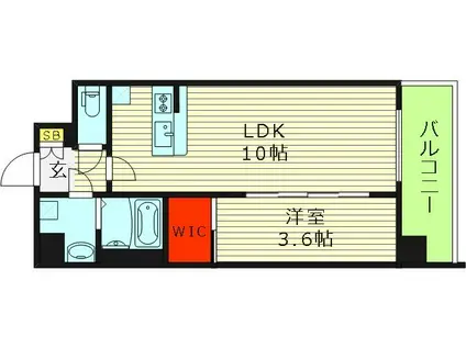 リヴェント玉造(1LDK/7階)の間取り写真
