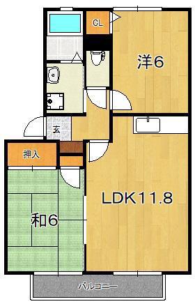 サンシャインA(2LDK/2階)の間取り写真