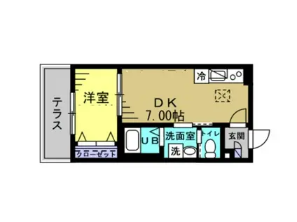 CALM津田沼(1DK/1階)の間取り写真