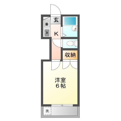 ローズハイツ高屋(1K/2階)の間取り写真
