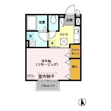 ヴェルドミール(1K/1階)の間取り写真