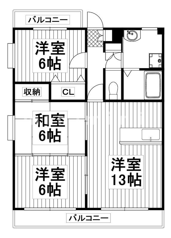 エクセレントビューII(3LDK/4階)の間取り写真