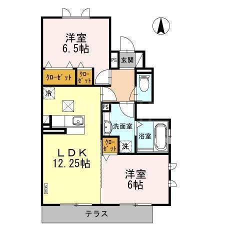 ベルグレイス湘南A(2LDK/1階)の間取り写真