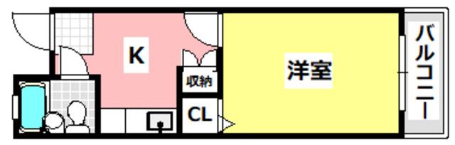 藤の里ハイツ(1K/2階)の間取り写真
