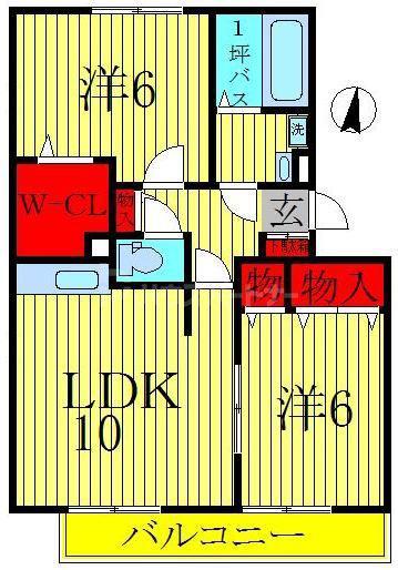グランヴェルジェIII(2LDK/1階)の間取り写真