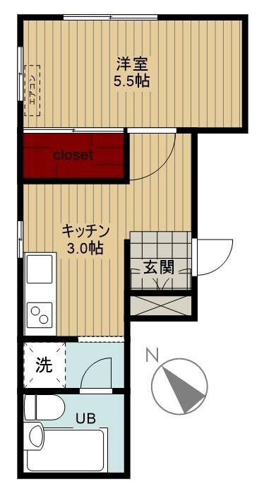 名島ビル(1K/3階)の間取り写真