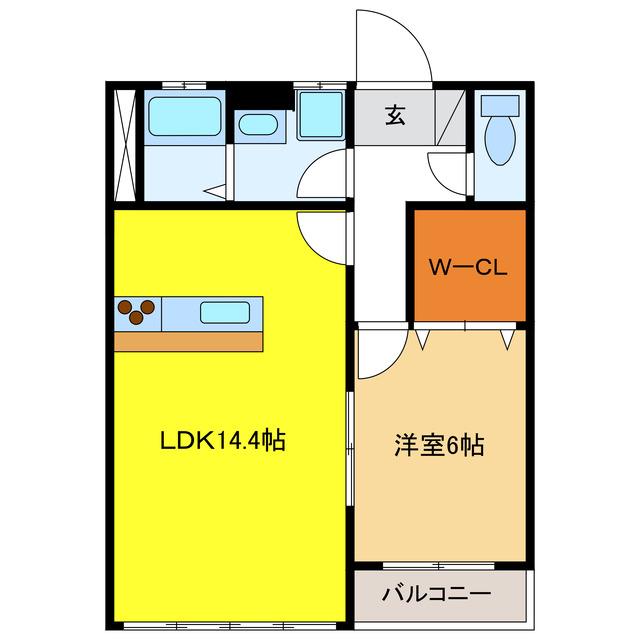 フローラII(1LDK/2階)の間取り写真