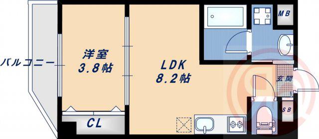 リックス天王寺南(1LDK/2階)の間取り写真