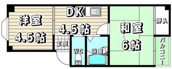 二美ハイツ(2DK/3階)の間取り写真