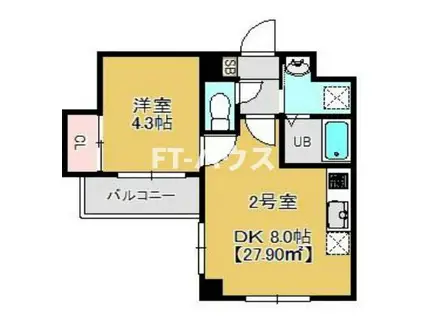 RIKAON船橋湊町 302(1DK/3階)の間取り写真