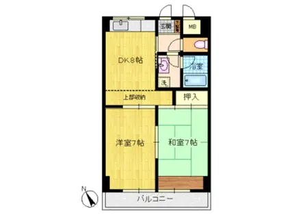 グランドゥール(2DK/2階)の間取り写真