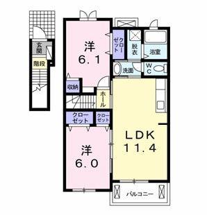 ブランコートA(2LDK/2階)の間取り写真
