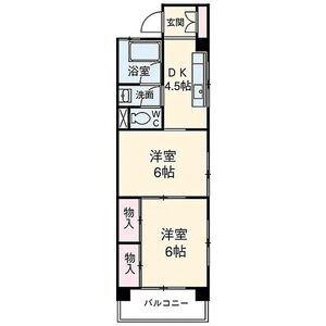 ライフステージ平安通(2DK/2階)の間取り写真