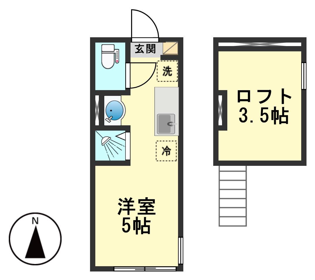 ハーモニーテラス小岩ウエストII(ワンルーム/2階)の間取り写真