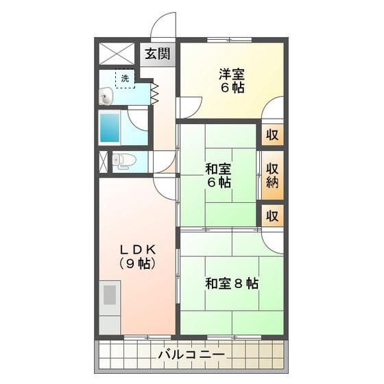 町屋ライフA(3LDK/1階)の間取り写真