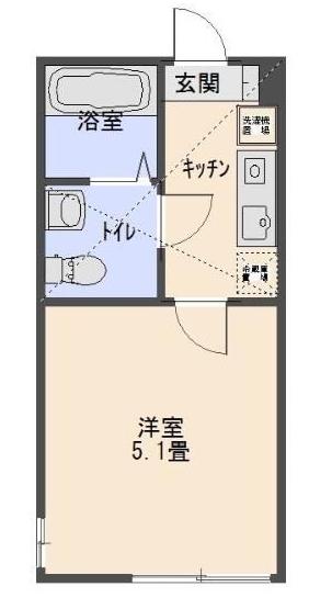 プラムツリーズ矢部(1K/1階)の間取り写真