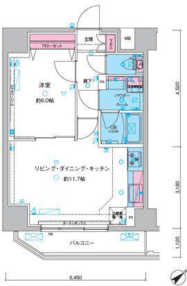GENOVIA三ノ輪IIISKYGARDEN(1LDK/2階)の間取り写真