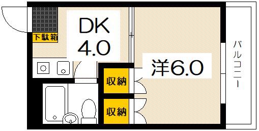 コーポラス千同(1DK/3階)の間取り写真