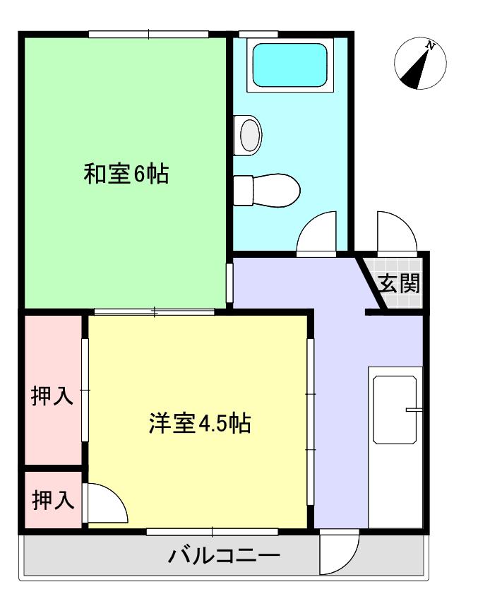 メゾン城南(2K/3階)の間取り写真