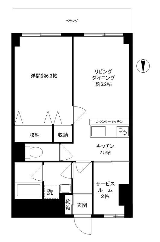 矢野ビル(1LDK/3階)の間取り写真
