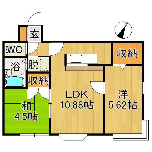 プロミネント弘前(2LDK/2階)の間取り写真