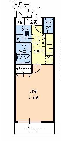 ハートハイム(1K/1階)の間取り写真