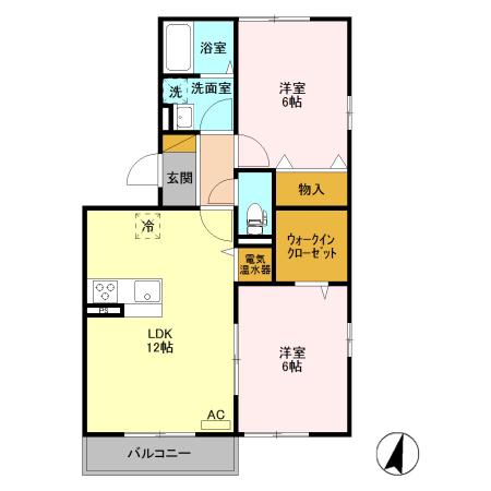 エルスリーモナミ 301(2LDK/3階)の間取り写真