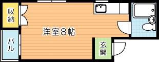 ルアーナ門司(ワンルーム/4階)の間取り写真