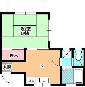 コーポホソヤ(1K/2階)の間取り写真