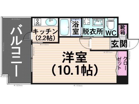 セレーノ高宮(1K/7階)の間取り写真