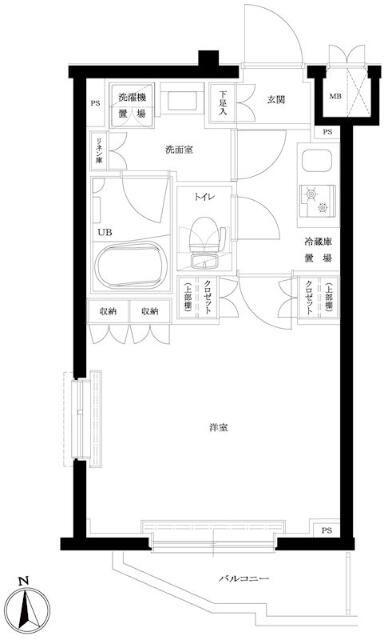 ルーブル川崎宮前平(1K/4階)の間取り写真