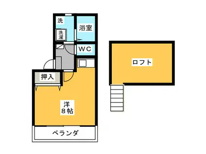 セシカ S(ワンルーム/2階)の間取り写真