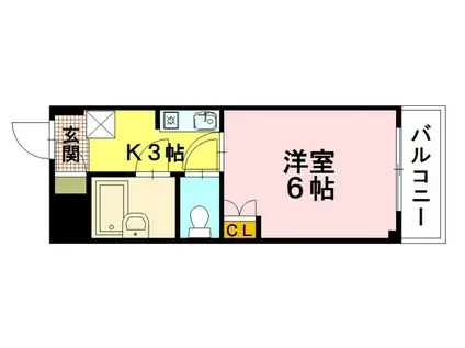 ダックビル(1K/2階)の間取り写真