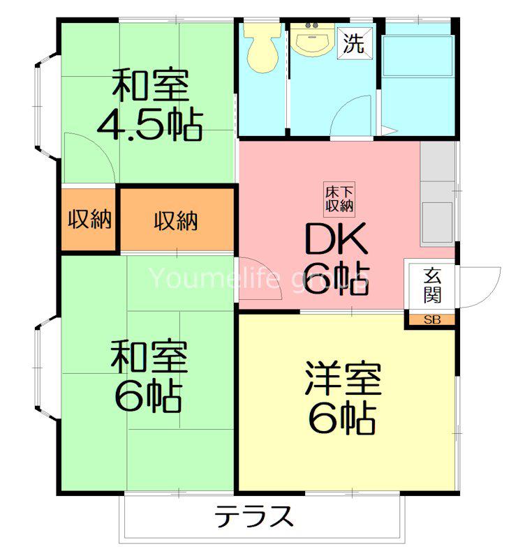 コーポ相原(3DK/1階)の間取り写真