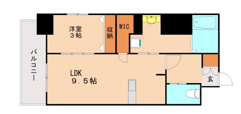 CITYCOURT折尾(1LDK/7階)の間取り写真