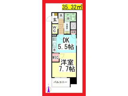 SF アジル湘南(1DK/2階)の間取り写真