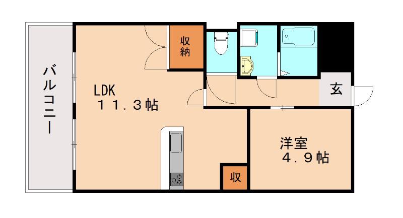 ローズガーデンII(1LDK/2階)の間取り写真